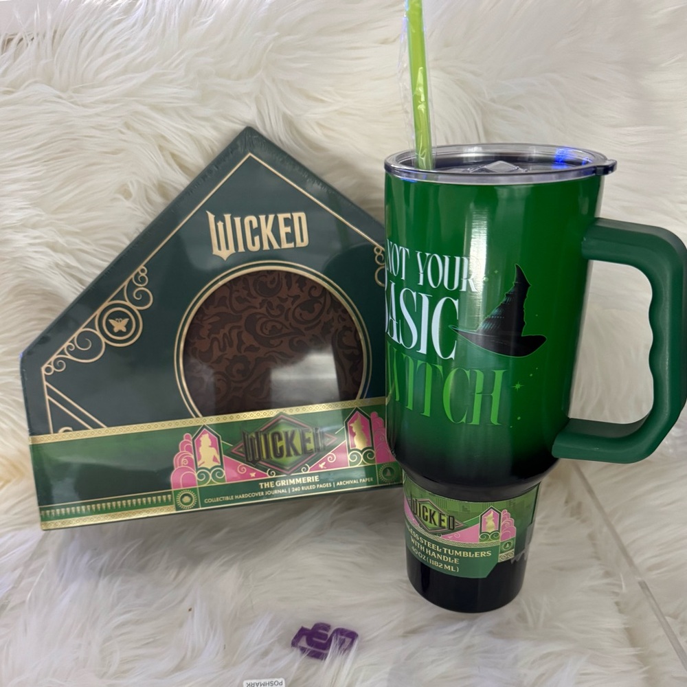 WICKED Green Tumbler and The Grimmerie Collectible Hardcover Journal Combo
